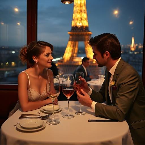 L√©a Seydoux et Andr√© Dussollier d√Ænant au restaurant Le Jules Verne sur la Tour Eiffel.