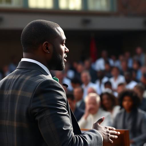 Omar Sy prononäant son discours lors de la cérémonie, avec une assistance attentive en arrière-plan.
